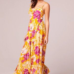 NWT B.O.G. Collective Lovescape Gold Floral Cowl Neck Maxi Dress